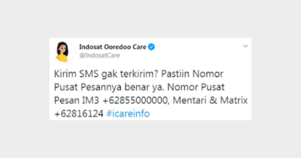 Nomor Pusat Pesan Indosat